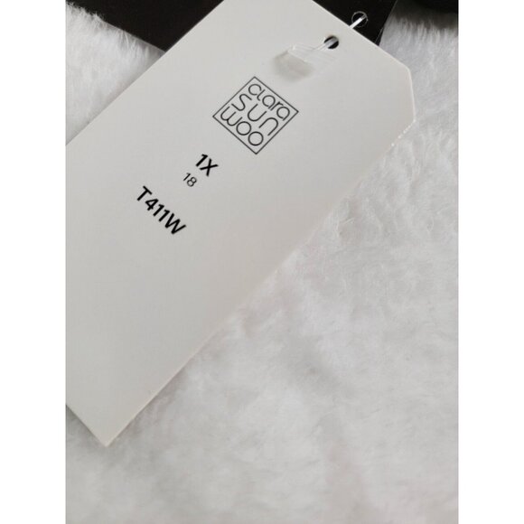 Clara Sunwoo Womens Sweater 1X Plus Black Long Sleeve Ruched Draped Neck NWT - Picture 5 of 8